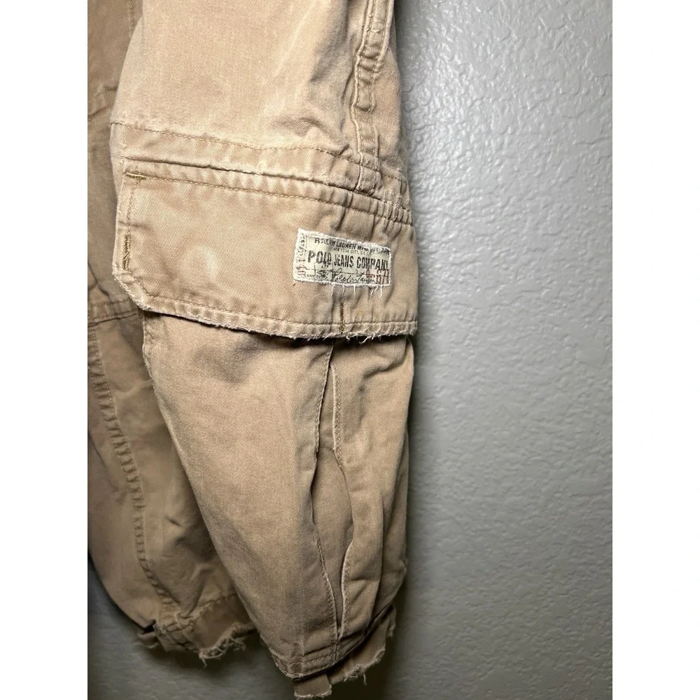 Polo Jeans Co. Ralph Lauren Cargo Shorts Mens 36 Khaki VTG Y2K Jet Lag Hole Prep